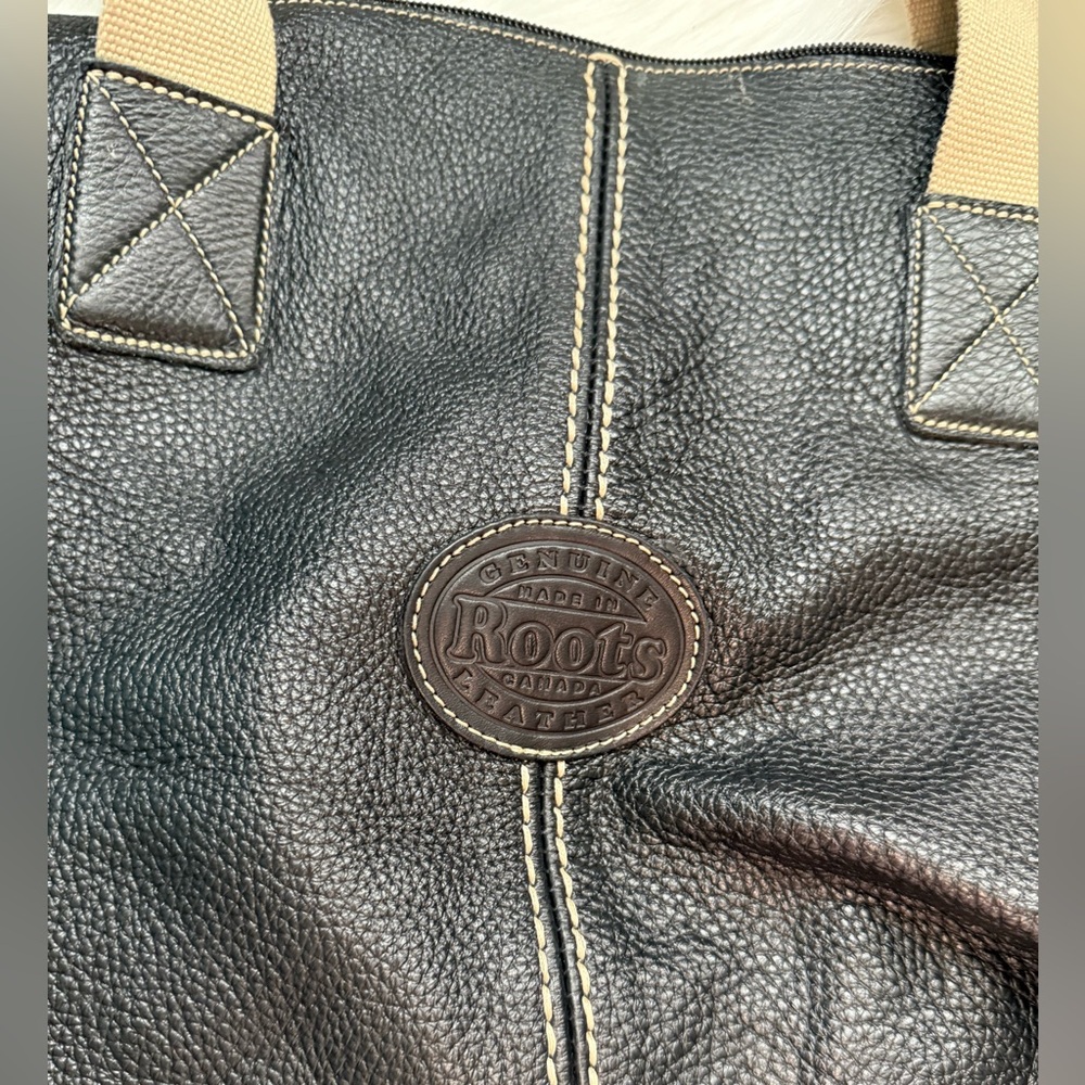 Roots Black Tote with Cream Handles - Picture 6 of 8